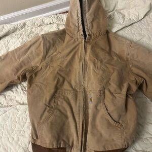 Carhartt Hooded Canvas Jacket in Tan